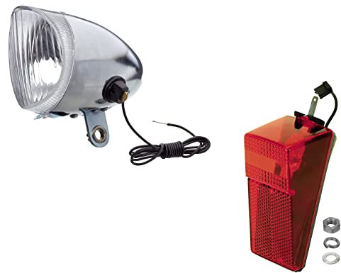 cyclingcolors kit feu Avant + arrière vélo Dynamo à Ampoule 6V Phare éclairage Vintage chromé Argent