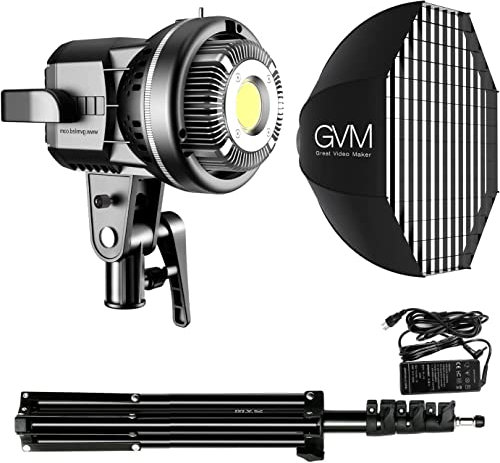 GVM 80W Luce Video LED 5600K Illuminazione per Studio Fotografico a LED con Supporto Bowens, Treppiede,CRI97+ Illuminazione di Uscita Continua per la Registrazione di Video su YouTube