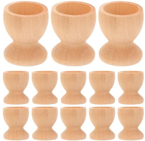 Toddmomy 24Pcs Wooden Egg Cups for Kids Diy Crafts - Cute Cartoon Egg Holders for Preschool Activities Safe Material Perfect for Easter Decorations