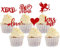 SYKYCTCY 36 Pack Valentine's day Cupcake Toppers Glitter Sweet Love Kiss Me Cupid Be Mine Cupcake Picks Valentine's Day Theme Wedding Bridal Shower Birthday Party Cake Decorations Supplies Red