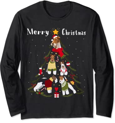 Arbre de Noël en fil de fer Fox Terrier pour propriétaire de chien Manche Longue