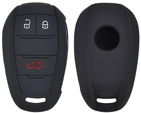 Silikon-Schlüsselcover kompatibel mit Alfa Romeo Giulia, Stelvio - 3-Tasten Schutzcover (Schwarz)