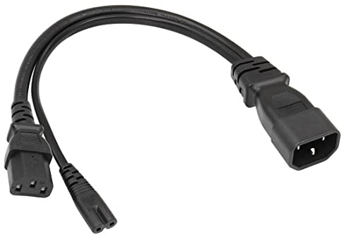 YACSEJAO 10A/250V C14 auf C13+C7 Y Splitter Netzsteckerkabel IEC 320 C14 Stecker auf C13+C7 Buchse Splitter AC Power Verlängerungskabel (1FT/30CM)