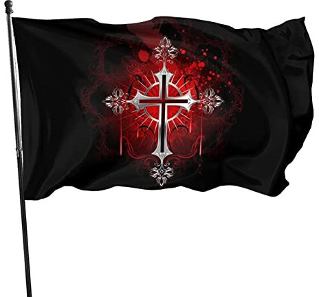 Bandiere All'Aperto Premium Bandiera Giardino Lavabile Bandiera Militare per Giardino, Prato 150X90Cm Croce Rossa Gotica Bandiera Giardino