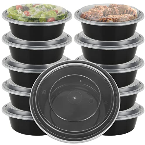 JMIATRY 25 Pack Round Meal Prep Containers Reusable, 1 Compartment Food Prep Containers with Airtight Lids, Plastic Meal Prep Container, Microwaveable, Stackable and Freezer Safe(35 oz)