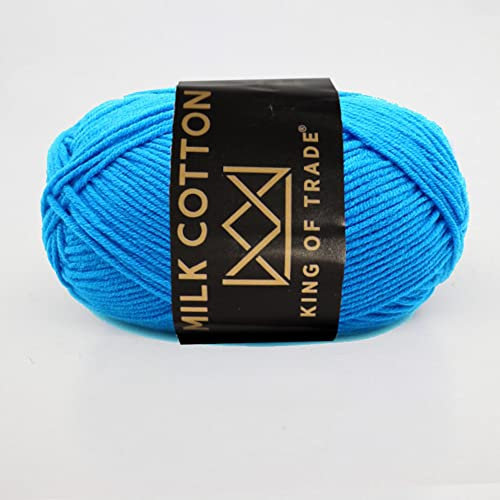 Milchwolle Milchbaumwolle Babywolle Milchgarn Chenille Wolle Makramee Garn Schulgarn Häkeln Stricken 100m 50g 5 Stück Azur Blau