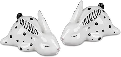 formano 2er Set schlafender Hase | Osterhase Ostern Dekofigur Hasenfigur | 12x8,5 cm