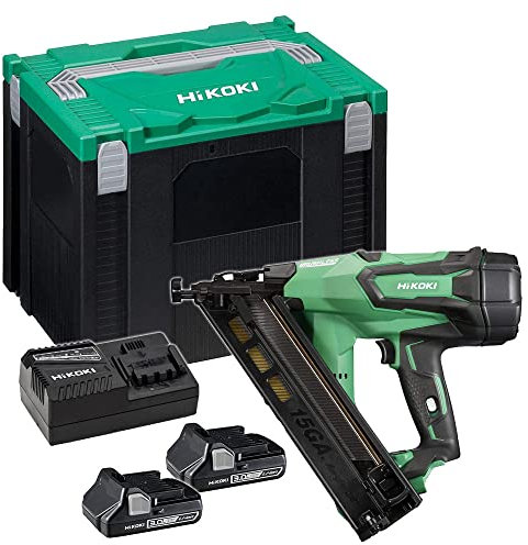 Hikoki NT1865DMAJXZ 18V Brushless Angled Second Fix Nail Gun with 2X 3.0Ah Batteries, Charger & Case