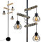 Osasy Stehlampe-3 Lampshade Metall,Stehlampe Holz verstellbar Lampenschirm 3 flamming Wohnzimmer stilvolle holz Stehlampe,Höhe:179cm(Glühbirne nicht enthalten)