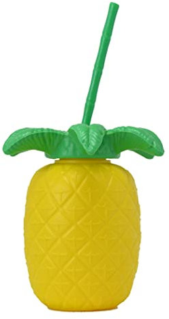 Aries boutique PIÑA 700ml - Vaso Bebedero, Jarro Piña Piscina/Playa, Vaso Plástico, Tapa, Base y Pajita.