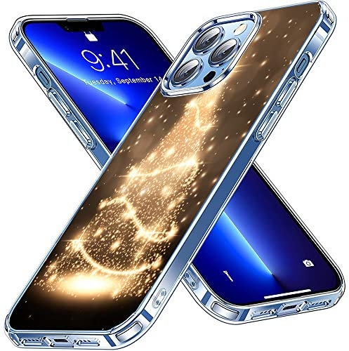 KANKENLU Niedliches und warmes beleuchtetes Weihnachtsbaum-Muster, transparente Handyhülle, kompatibel mit iPhone 14 Pro, trendiges Design, TPU-Stoßfänger-Hülle unterstützt kabelloses Laden