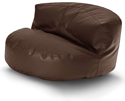 Green Bean Sitzsack Sofa aus Kunstleder mit EPS Perlen Füllung - Lounge im Sitzsack-Design 90 x 50 cm mit ergonomischer Rückenlehne - Dunkelbraun