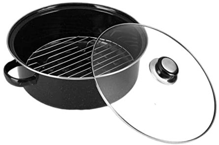 OQHAIR 1 Juego de Cacerola para Patatas Dulces asadas, Cacerola para Asar Pavo de Acero Inoxidable, Cacerola para Crepes, Recipiente para castañas asadas, Cacerola para alitas de Pollo, h