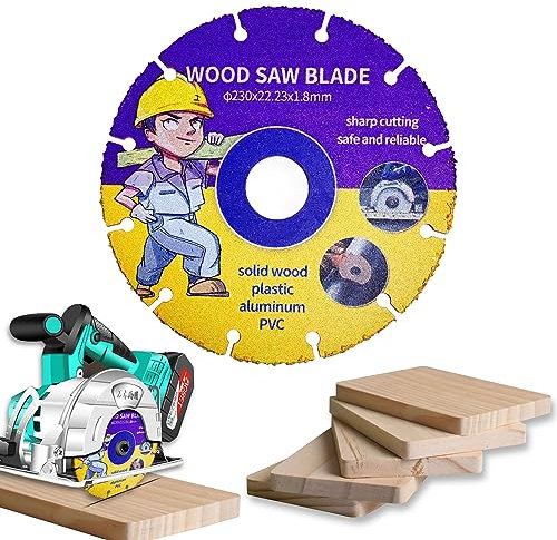 Kizaten Trennscheibe für Holz,230 mm Carbide Multi Wheel Trennscheiben,Kreissägeblatt Flexscheibe Trennscheibe für Winkelschleifer für Holzplatten,Lackfreie Platten,Gummi,Kunststoff,Stahlnägel