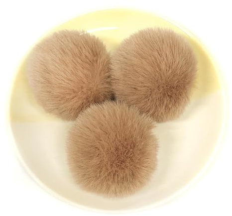 10 Stück 6cm Pompons zum Basteln,Pompon Kunstfell Bommel Plüschbälle mit Elastischer Schlaufe,für DIY Kunsthandwerk Haarschmuck Hochzeiten Geburtstage Weihnachten Dekorationen,Kamel