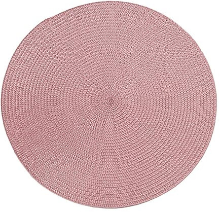 Hava Kolari 4er Set Platzsets Rund Tischsets Abwaschbar rutschfest Hitzebeständig Platzdeckchen Gewebt 38cm Platzsets für Küche, Party, Hochzeit (Rosa)