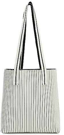 Miss Lulu Women Stripe Tote Bag, Laptop Shoulder Bag, with Long Top-handle, Large Handbag, Gift for Work College Travel Shopping (Beige)