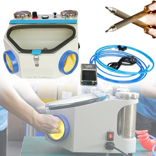 aallwwsso Granalladora de Laboratorio con Doble Pluma, granalladora eléctrica para Obtener Superficies Mates o difuminadas, eliminación de óxido Superficial
