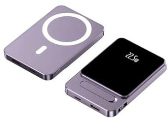 Wireless Powerbank 5000mAh Boostcharge 15w Wireless Charger/22.5W Super Fast Charge/Wireless 2 in 1 - Compatible w/iPhone 16,15,14,13,12 (+pro/max Models) AirPods & mehr (Lila)