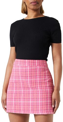 Trendyol Gonna Dritta da Donna Quadretti, Fucsia, 42