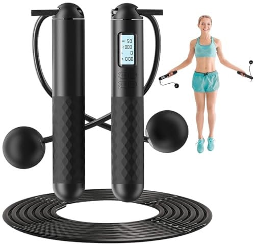 Ropeless Skipping Ropes,Cordless Skipping Rope for Adults,Smart Digital Gravity Ball Jump Ropes,Cordless Jump Rope With Counter,Weighted Skipping Rope without Ropes for Home