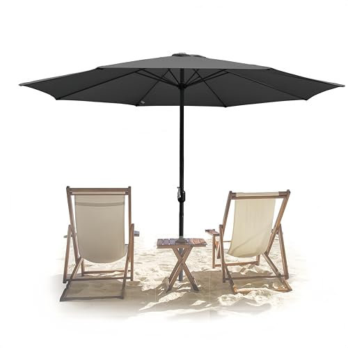 Tubiaz Grand parasol de jardin déporté imperméable sans support - Avec manivelle - Pour balcon, jardin, terrasse - 270 x 350 cm, Parasol anthracite, Ø350 cm