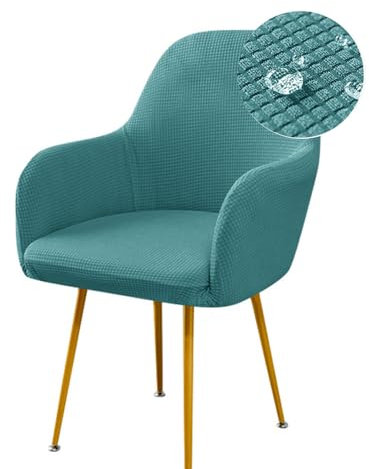 Highdi Stretch Stuhlhussen mit Armlehne aus Jacquard Wasserdichter Stuhlbezug Hussen für Esszimmerstühle Sesselbezug Waschbar Universal für Esszimmer Hotel Bankett Deko (1 Stück,Türkis)