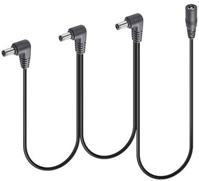 GINTOOYUN 1 bis 3 Wege Daisy Chain Kabel Gitarre Pedal Netzteil Splitter Kabel DC 5.5mm x 2.1mm Buchse zu 3 Stecker für 9V 3A DC Adapter Stecker, Gitarre Netzteil(1 bis 3)(1 bis 3)
