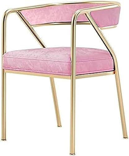 Poltrona,Sedie da Pranzo in Flanella Opaca,con Gamba in Metallo,Sedia da tè Ambientale,con Braccioli e Schienale Sedia per Il Tempo Libero.,Rosa+Oro