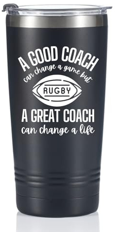 Onebttl Rugby Gifts, Rugby Coach Gifts for Men, 20 oz Travel Tumbler with Lid and Straw, Gift Box and Card Included, Great Coach