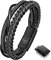 Speroto Lederarmband für Herren - Edelstahl Armband Schmuck in Schwarz (22cm)