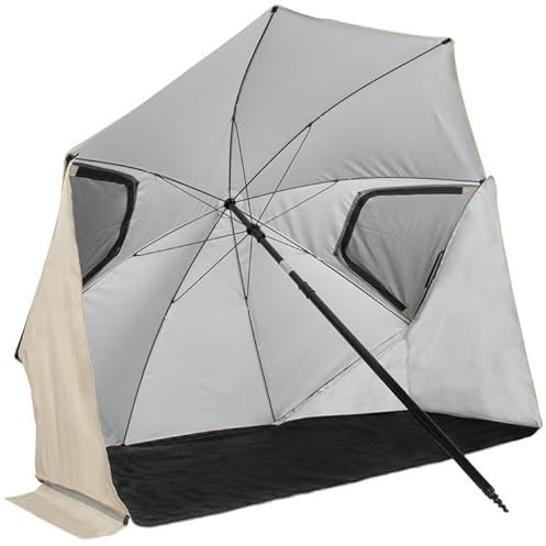 VirtuFit Parasol de plage de qualité supérieure - Protection contre le vent - 225 cm - Beige - Parasol de plage, Beige (225 cm), 225 cm