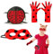 FUIPVGI 3 Stück Ladybug Kostüm Zubehör Set Marienkäfer Kostüm Damen Mädchen mit Ladybug Maske, Marienkäfer Handschuhe, Ladybug Tasche, Ladybug Kostüm Kinder, für Halloween Karneval Rollenspiel (Rot)