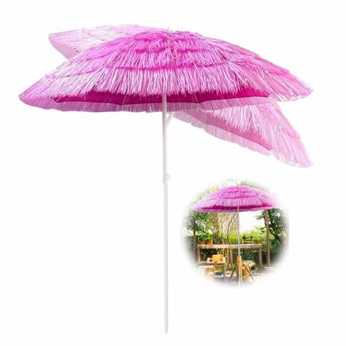 Ggipxalatyr 2 m Tiki-Regenschirm für den Außenbereich, Terrasse, Strohschirm mit Neigung, hawaiianischer tropischer Strandschirm, UPF 50+, Strohhüttenschirm für Outdoor, Garten und Terrasse