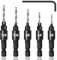 5Pcs Countersink Drill Bit Set,Woodworking Countersink Drill Bits,Quick Change 1/4 Hex Shank Adjustable Countersink Set,Quick Release System, Ideal for Woodplugs