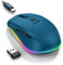 seenda Maus Kabellos LED, Wiederaufladbare Kabellose Maus mit Maus Jiggler, Leise 2.4G USB Funkmaus für Laptop, Computer Wireless Mouse Beleuchtet DPI 2000 für PC, Windows, MAC OS, Dunkelblau