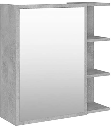Genérico Wenjingqi 803312 Spiegelschrank für Badezimmer, Sperrholz, Betongrau, 62,5 x 20,5 x 64 cm, Grau