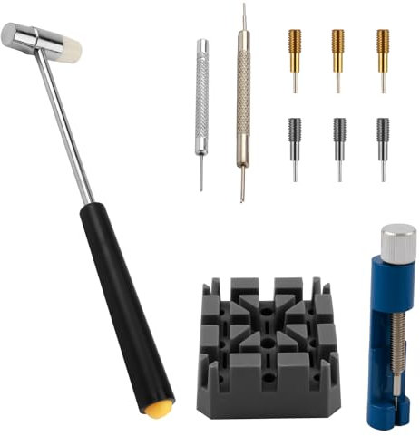 Kit de herramientas para quitar eslabones de reloj, herramienta de barra de resorte de aleación de aluminio con 3 pines adicionales | Fácil ajuste de correa de reloj y juego de reparación de correa