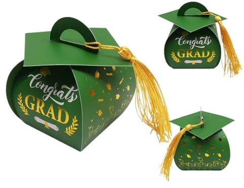 EIOLWJIEO Bonbonschachtel mit Goldeffekt Schriftzug zur Aufbewahrung von Bonbons nach dem Schulabschluss. Das Papier der Geschenkschachtel für Pralinen kann wiederverwendet werden, grün 30 Stück