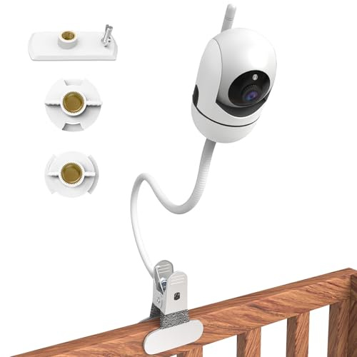 Yaekea Soporte flexible para monitor de bebé para cámara Hello Baby compatible con Hello Baby HB6550/HB65/HB6560/HB6340/HB6339/10.2 cm, soporte de clip para monitor de bebé con agujero de 1/4 pulgadas