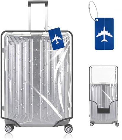 Werownsgso Transparente Koffer Abdeckungen,PVC Koffer Schutzhülle,Durchsichtig Staubdicht Schwarze Grenze,Gepäckabdeckung Anti-Staub Anti-Kratz für Reisen (20 Zoll)