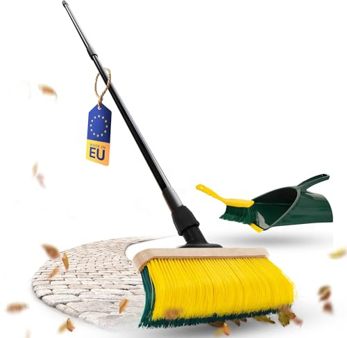 Novaliv Premium Krallenbesen mit Stiel 50cm inkl. Jumbo Kehrgarnitur, Spezialbesen gebogenen Borsten - Ideal als Gartenbesen, Kratzbesen, Kunstrasen Besen, Optimal für Camping, Straßenbesen Kehrbesen