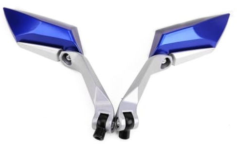 Motorrad Rückspiegel Blau 2 Stück 8mm 10mm, Drehbar | Aluminium und Glas, Direkt Montierbar, für Motorrad und Roller, Hohe Sicht, Paar, Blau