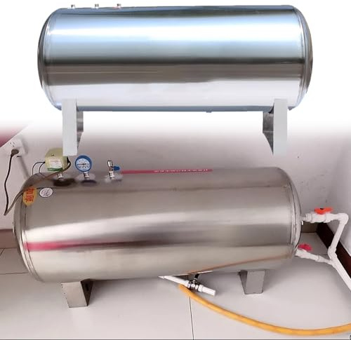 RENLXFI Druckbehälter Horizontaler Druckbehälter Für Brunnenpumpe, Edelstahl Wasserdruckspeichertanks Mit Armaturen, Innenhöfe, Treppenhäuser, Küchen(100L/26Gal-75x55cm/29.5x21.6in)