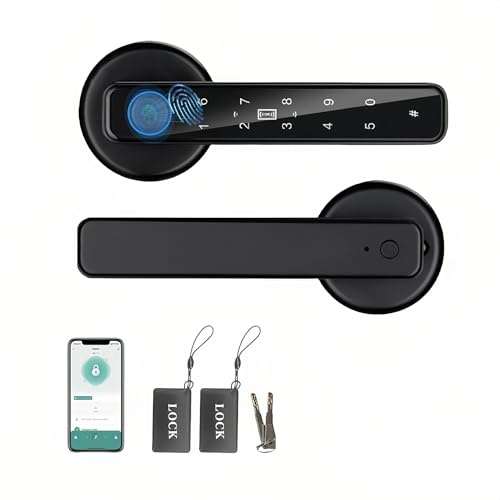 Msiud Smart Lock Door Handle, 5 in 1 Fingerprint Digital Electronic Lock