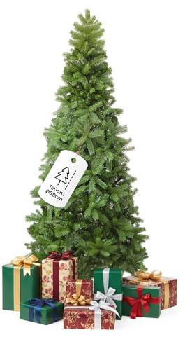 Flur - Albero di Natale Verde 180 cm in PVC Realistico, 714 Rami Fitti, Base in Metallo Stabile, Facile da Montare e Riutilizzare, Ideale per Interni e Decorazioni Natalizie Eleganti