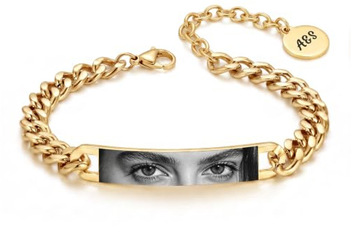 MYLONGINGCHARM Augen-Fotoarmband Herren Personalisiert | Personalisiert mit Foto, Namen/ Text Gravur, verstellbar,Edelstahl, Geschenk für Valentinstag, Ehemann & Jahrestag