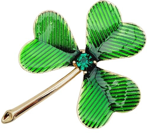 GFM® Broche trèfle à quatre feuilles en émail - (BRCH-Clover-CRYS)