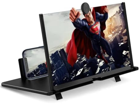 Goevcclei Schermo di ingrandimento per telefono da 18 pollici, amplificatore HD per telefono con supporto pieghevole, portatile, per film e videogiochi, proiettore 3D universale per smartphone
