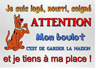 plaque attention chien humoristique en métal 29 x 20 cm env réf 26